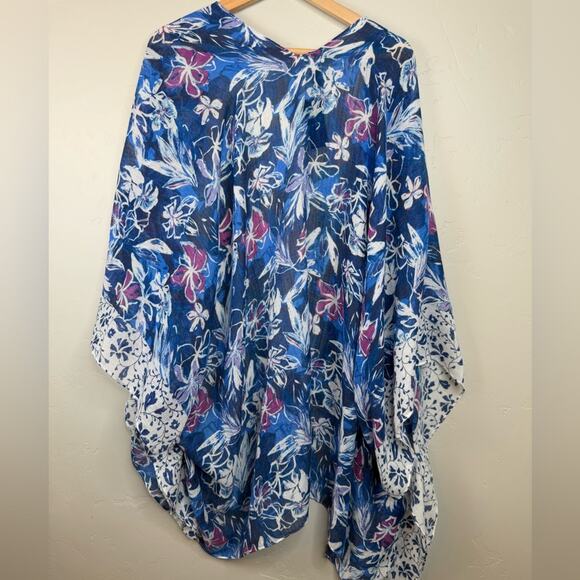 NWT Lane Bryant Floral Chiffon Kimono Swim Cover Up OS - Picture 2 of 6